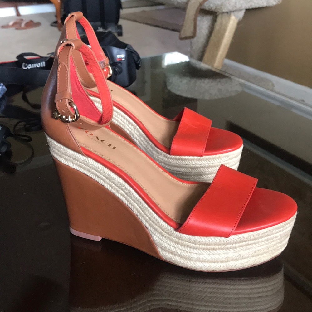 Brand New Coach platform wedges never worn!!!!